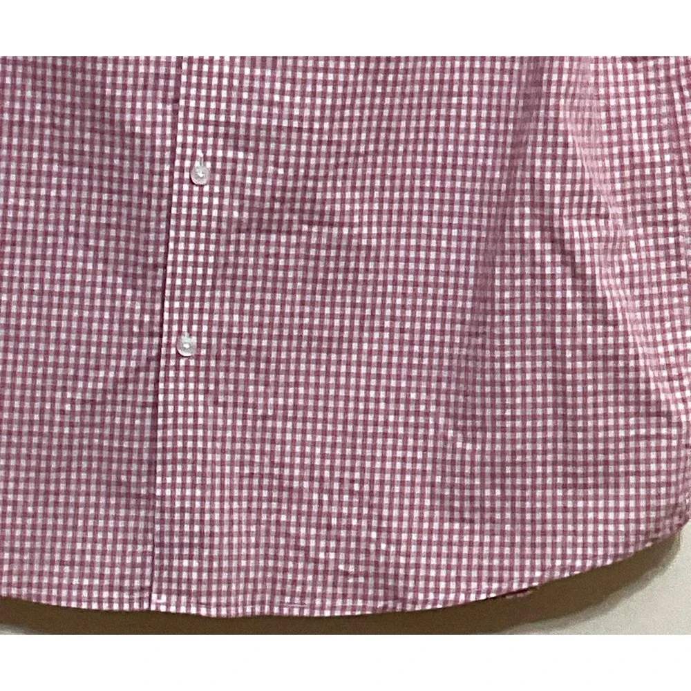 Michael Kors Slim Fit stretch short sleeved  plaid red ‎ white Women's blouse XL